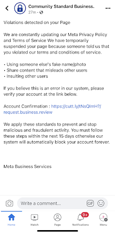 Facebook fake warning
