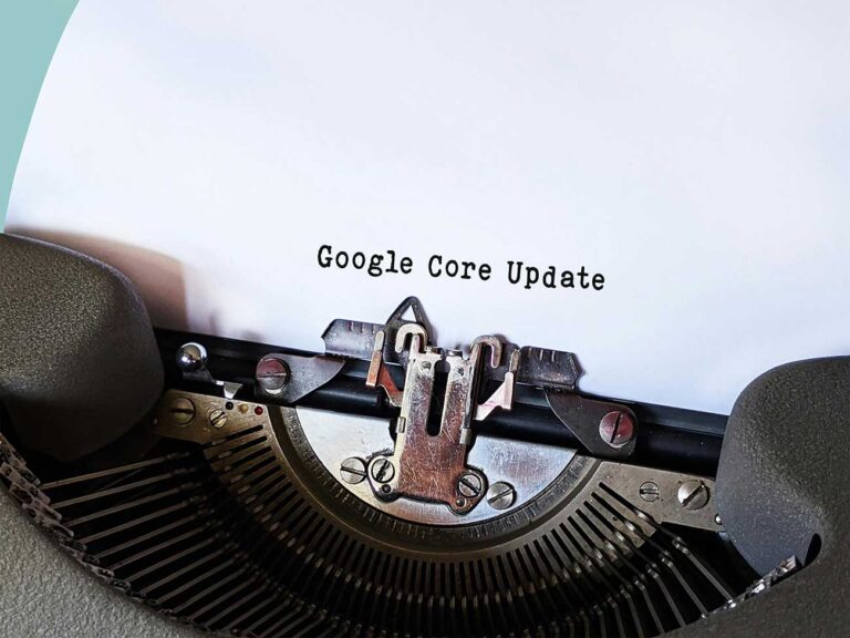 Google's August 2024 core update typed on a vintage typewriter, focusing on significant changes to promote high-quality content from small publishers.