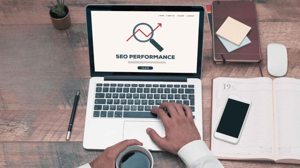 Man reviewing SEO performance data on a laptop screen, highlighting Commonly Neglected SEO Mistakes that affect rankings.