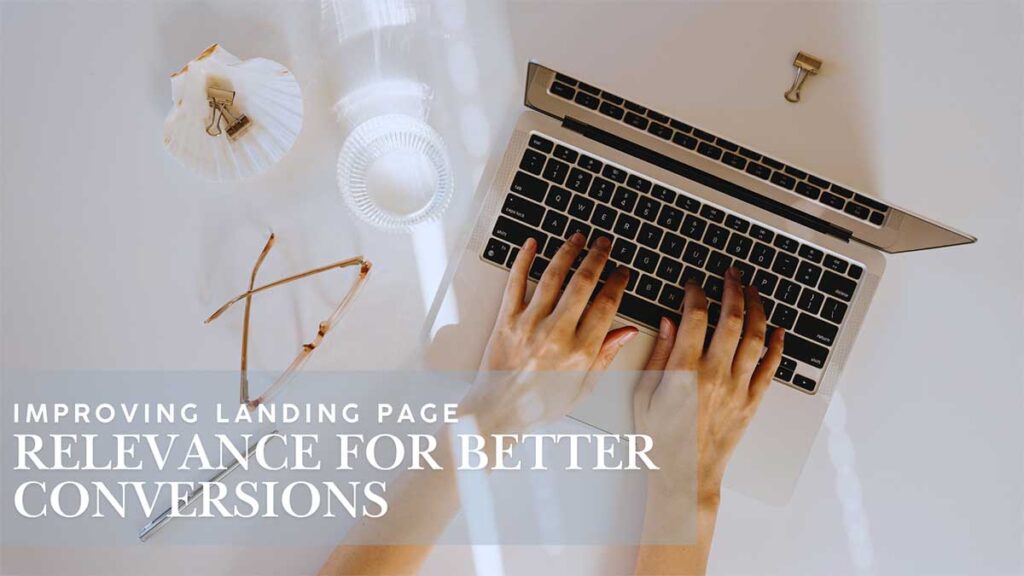 Hands typing on a laptop while focusing on PPC Optimization for better landing page relevance 
