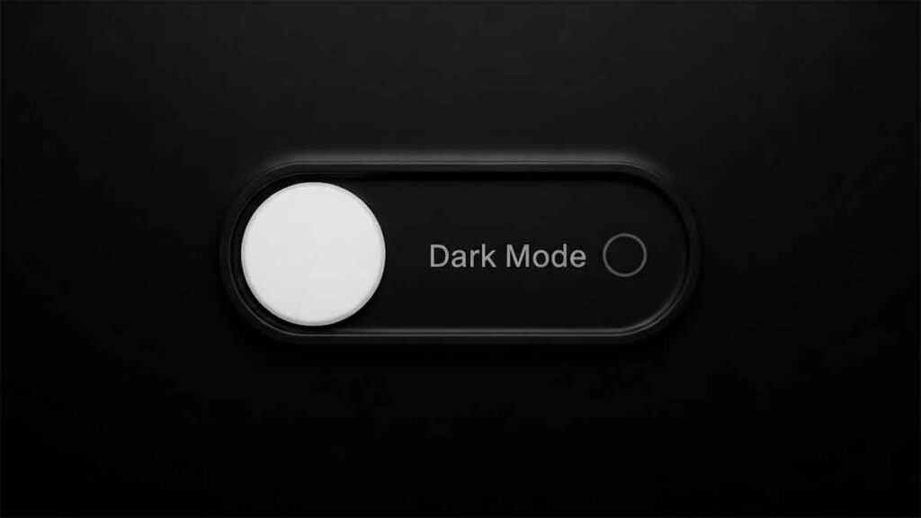 Dark mode toggle switch, highlighting accessibility in UX design. 