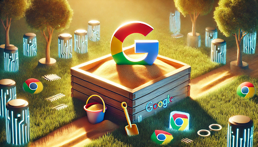 A creative visual of Google’s Privacy Sandbox concept, symbolizing the shift from third-party cookies to a safer, privacy-focused digital ecosystem.