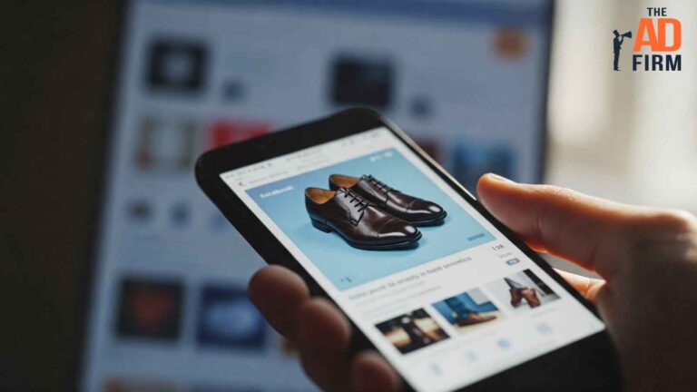 Close-up of a person viewing an online shoe ad on a smartphone, demonstrating product-focused Discovery ads in action.