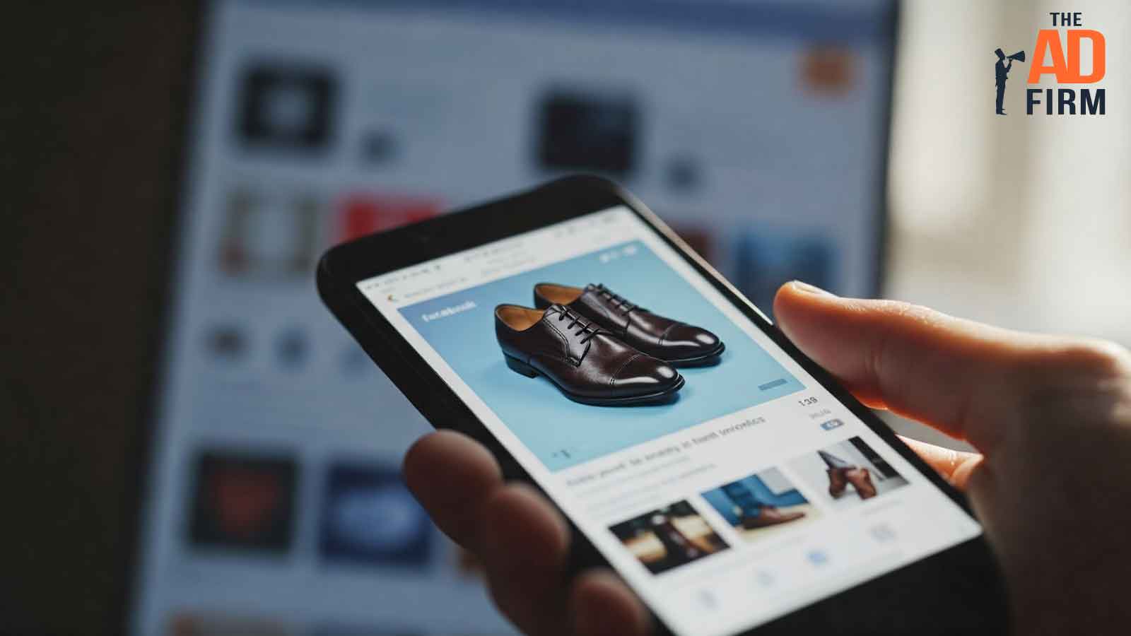 Close-up of a person viewing an online shoe ad on a smartphone, demonstrating product-focused Discovery ads in action.