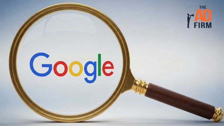 Magnifying glass over the Google logo, symbolizing how closely Google inspects content quality and E-E-A-T signals in 2025.