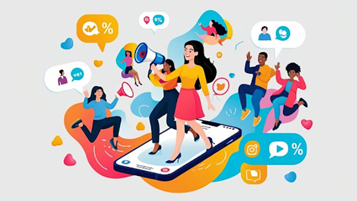 Influencers engaging diverse online audiences through mobile platforms, illustrating the power of localized influencer partnerships in digital marketing.