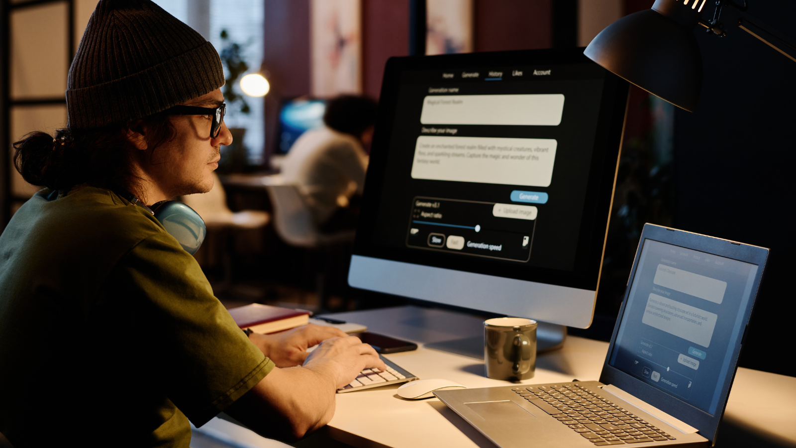 Person working in front of a computer