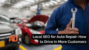 Mechanic holds a wrench in an auto repair shop