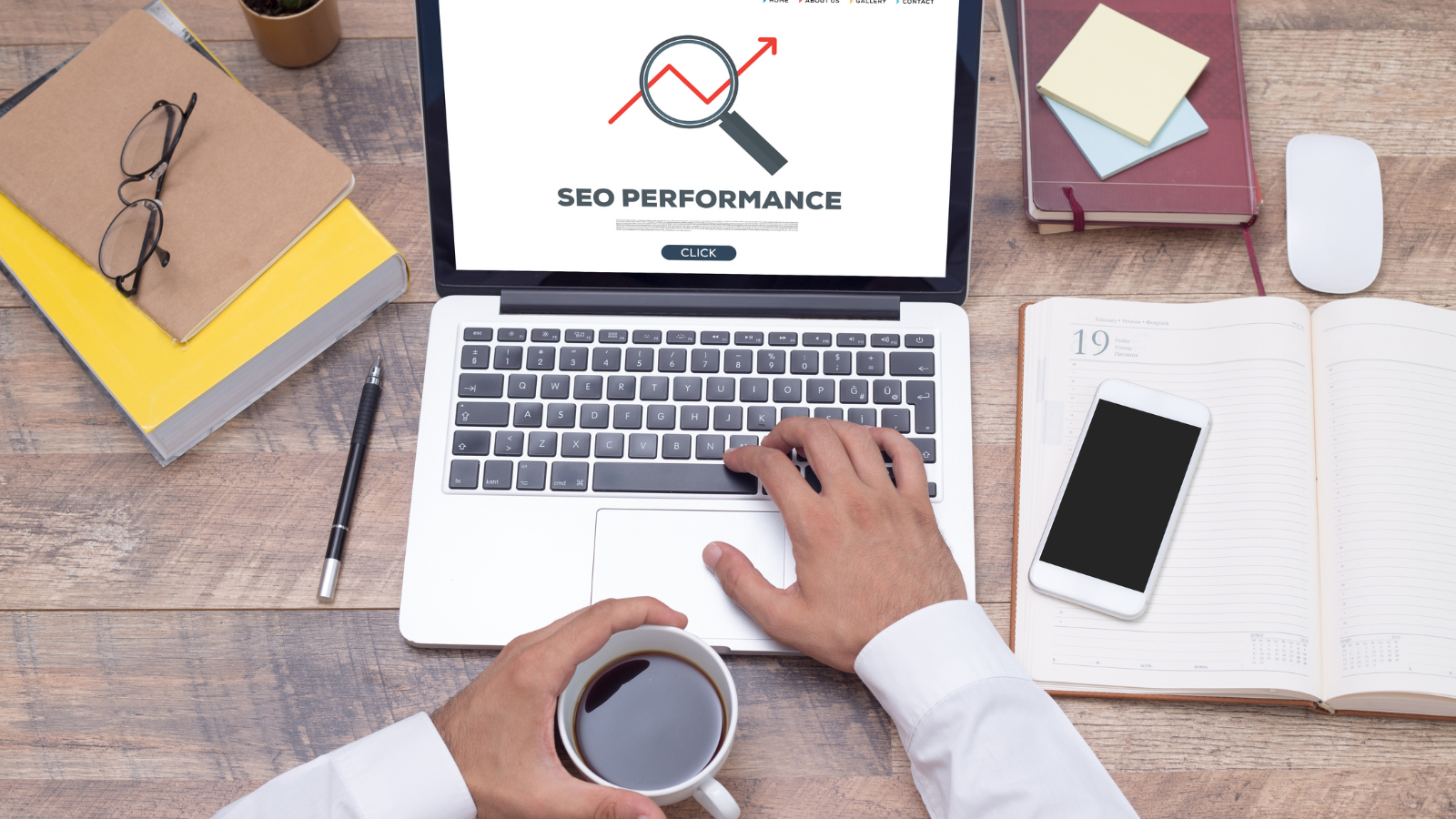 Person works on laptop showing SEO performance screen