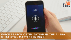 Zoom Voice Search Optimization.png AI-powered voice search optimization interface shown on phone with ‘Hello’ greeting and digital sound wave.