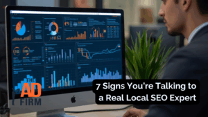 A man analyzes business data and charts on a computer monitor