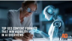 Female writer working with AI robot hologram