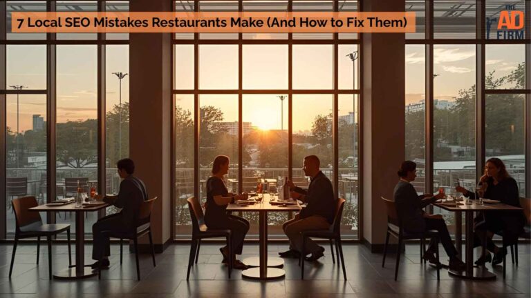People dining in a modern restaurant with large windows and sunset views.
