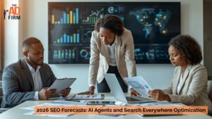 Marketing team reviewing analytics dashboards and SEO performance data.