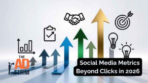 Growth arrows with business icons.