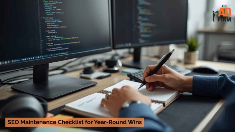 SEO specialist reviewing ongoing site maintenance and performance updates.