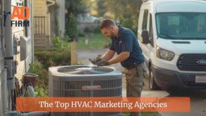 HVAC technician working on an outdoor unit with a van in the background
