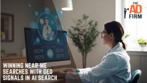 Professional woman using a laptop to search online