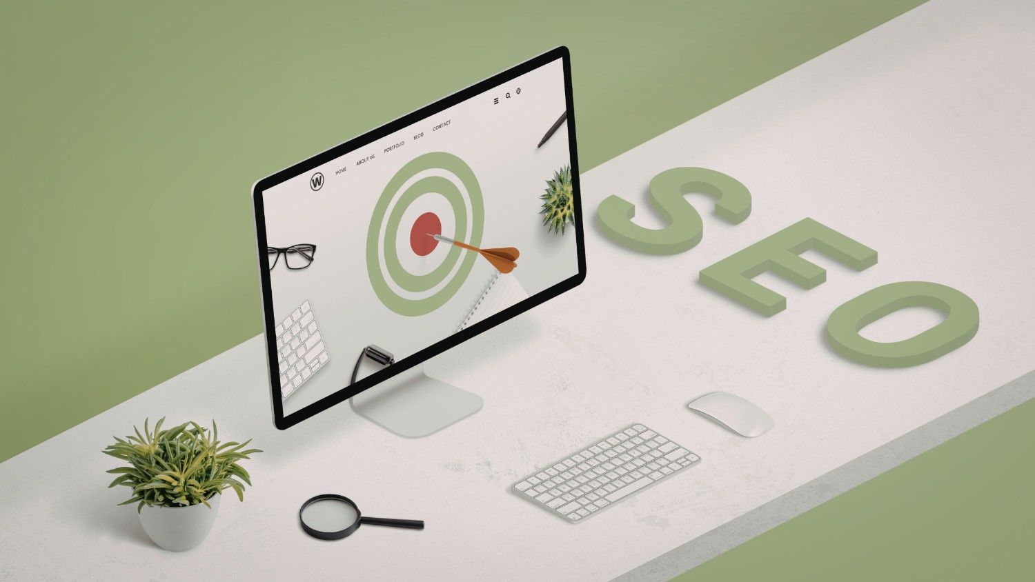 Graphic illustration representing search engine optimization elements and data.