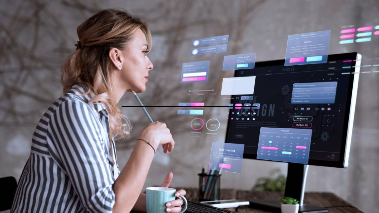 Woman working at a computer
