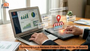 SEO performance with customer reviews, star ratings, and location signals.
