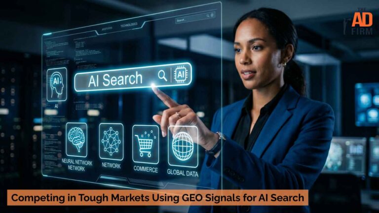 Professional woman engaging with an AI-powered search system.