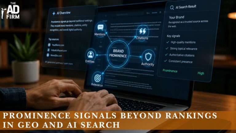 Prominence Signals Beyond Rankings in GEO and AI Search Prominence Signals Beyond Rankings in GEO and AI Search - Cincinnati Local SEO Company