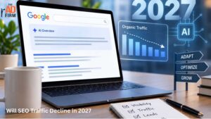 Laptop showing changing organic traffic