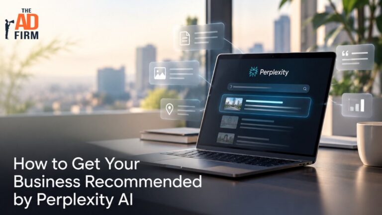 Laptop displaying Perplexity interface