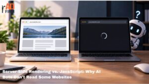 Two laptops showing website rendering differences