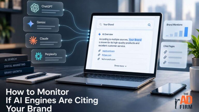 Laptop showing AI citation tracking
