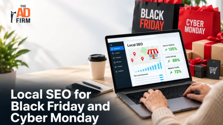 SEO laptop beside shopping bags