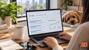 Woman reviewing Google search